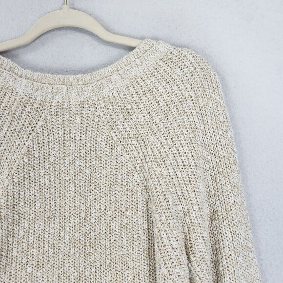 Free People Sweater Womens Large Cream Electric City Linen Blend Pullover Casual - Picture 12 of 12
